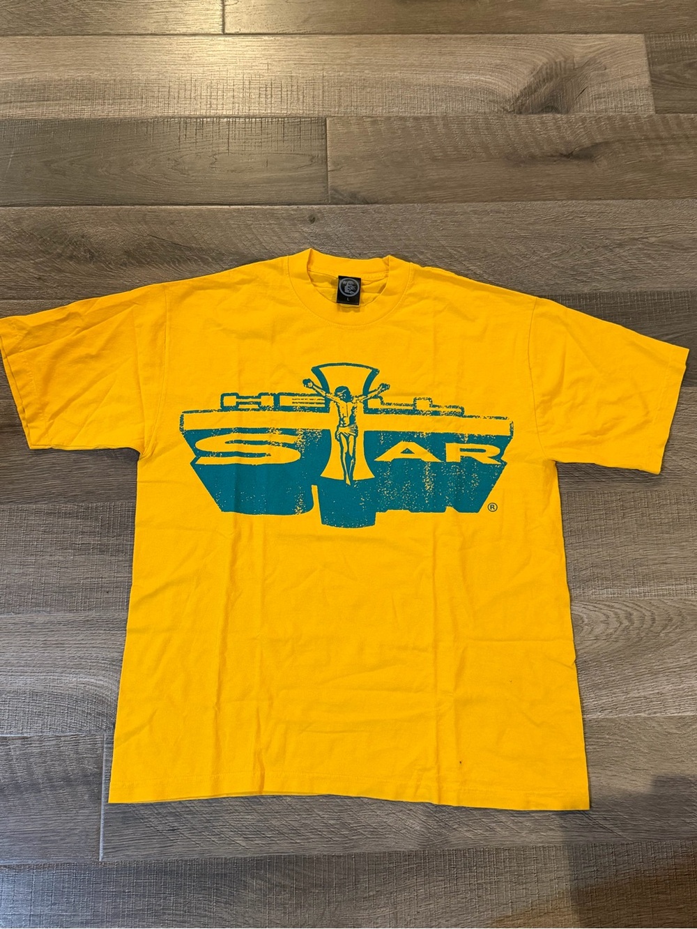 Hellstar Pathway to Paradise yellow tee with blue accents #hellstar